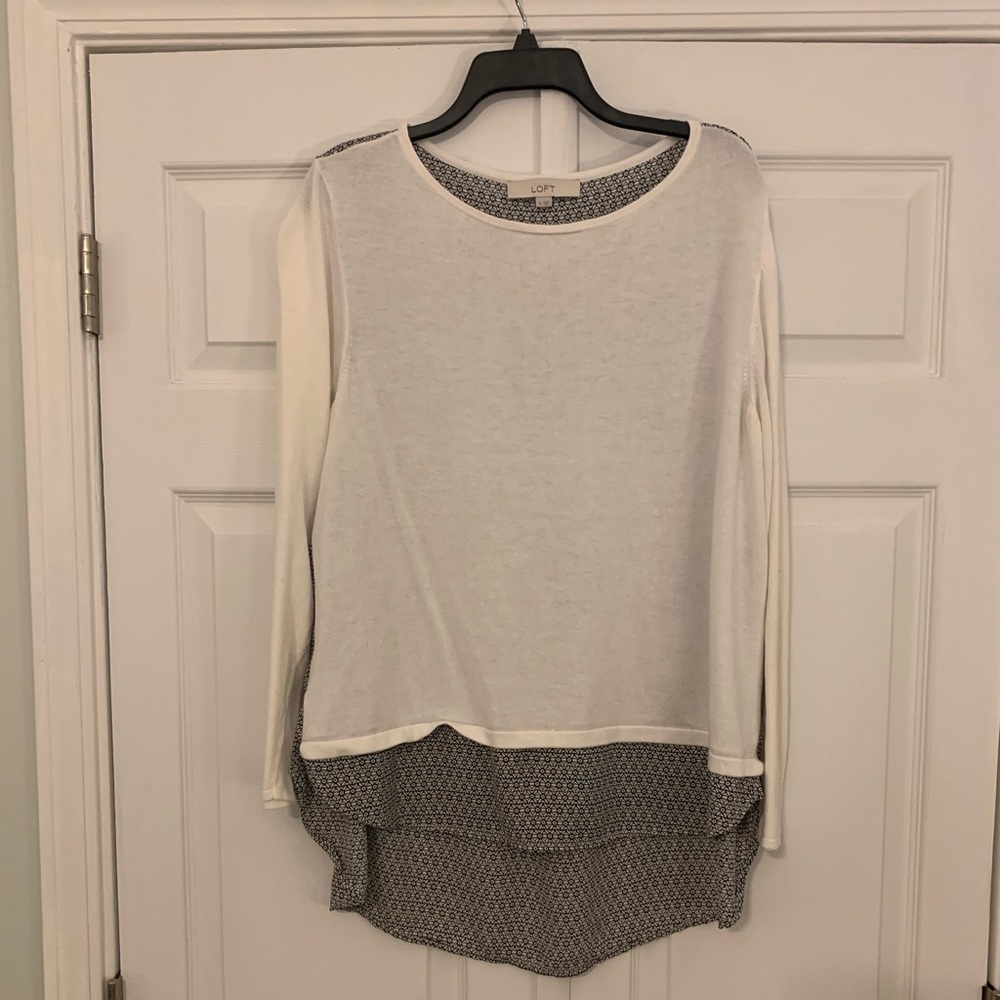 LOFT XL Mixed Material Sweater